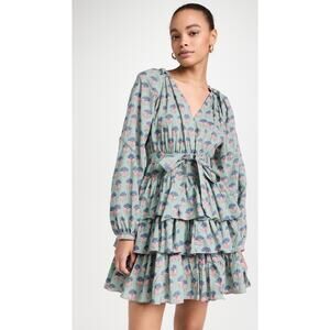 Marea Grace Ruffle Dress Jade Cotton Cottage Bohemian Prairie Size XS NWT